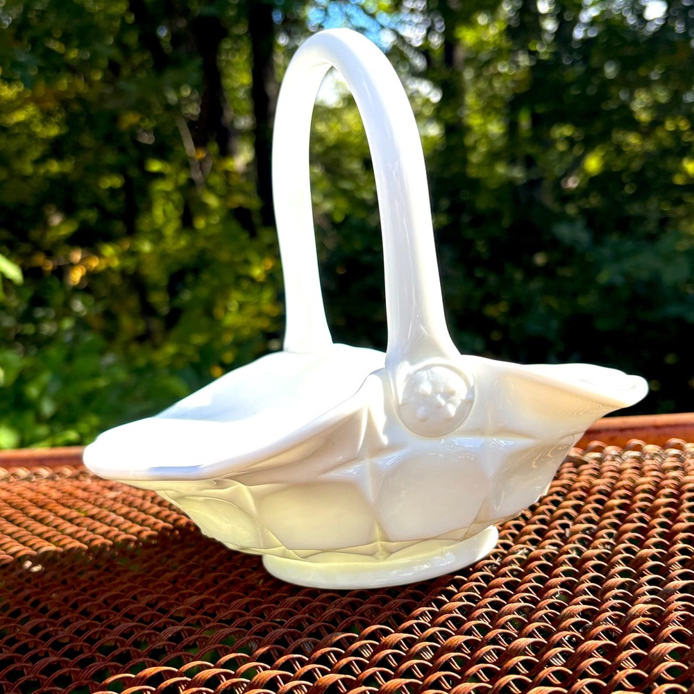 Vintage Milk Glass Basket